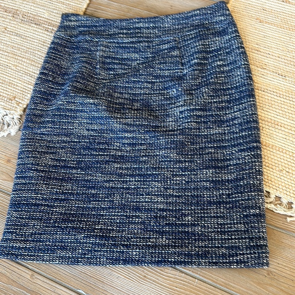 Banana Republic Navy and White Tweed Pencil Skirt